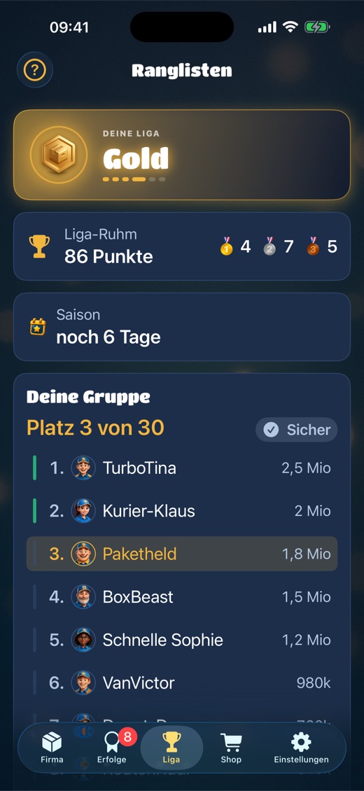 Wöchentliche Liga mit Auf- und Abstieg